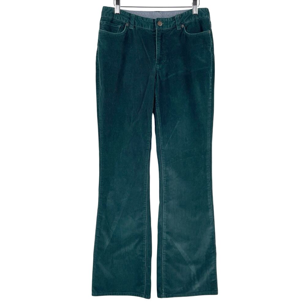 L.L.Bean Womens Favorite Fit Corduroy Pants SZ 8 MT Dark Teal Green Bootcut